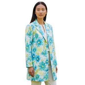 Pierre Cardin Women's 10P Multicolor Floral Petite Trench Coat Spring Jacket